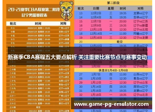 新赛季CBA赛程五大要点解析 关注重要比赛节点与赛事变动