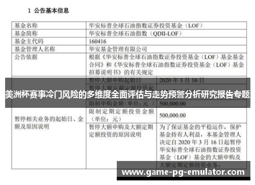 美洲杯赛事冷门风险的多维度全面评估与走势预警分析研究报告专题