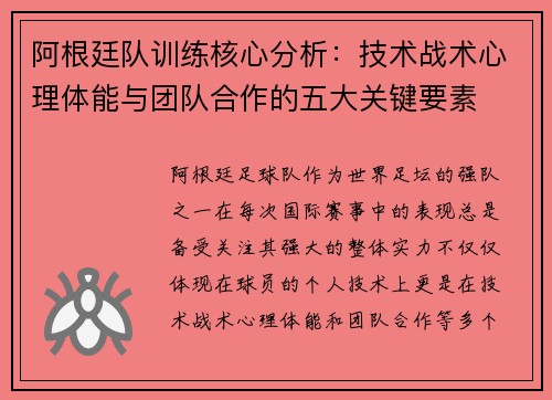阿根廷队训练核心分析：技术战术心理体能与团队合作的五大关键要素